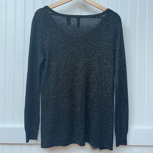 BKE Top Black Shimmer Whimsigoth Glam Women's Size M Long Sleeve Zipper Detail - Picture 3 of 9